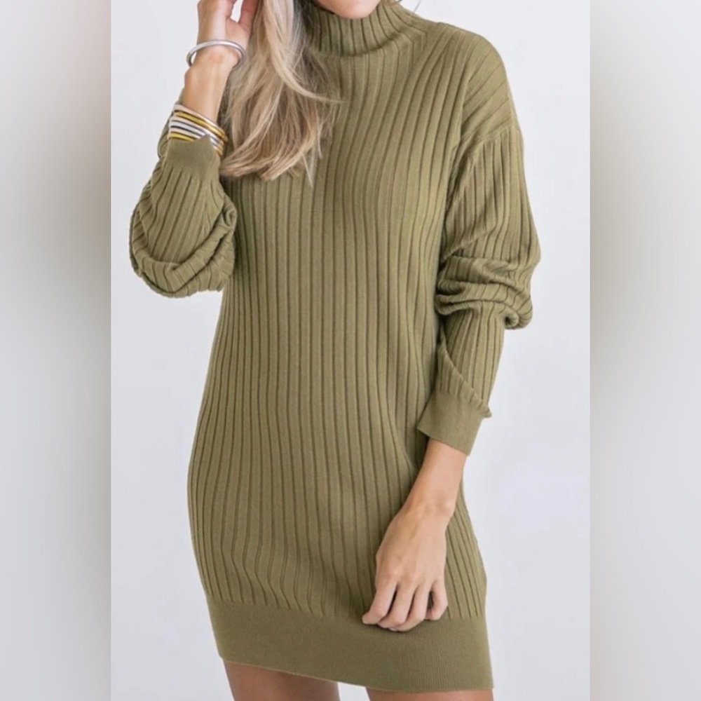 Brand : Karlie, size small, sweater dress, olive green, worn once!